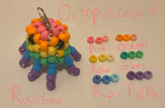 5CM (2””) Pony Bead Octopus Keychain